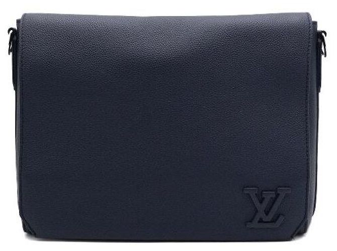 Louis Vuitton Borsa Messenger Aero Letter in pelle blu navy - vista 2
