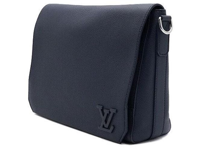 Louis Vuitton Borsa Messenger Aero Letter in pelle blu navy - vista 3