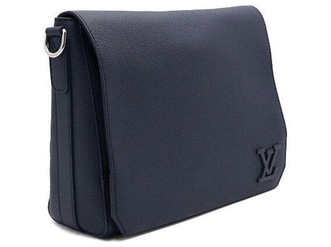 Louis Vuitton Borsa Messenger Aero Letter in pelle blu navy - vista 4