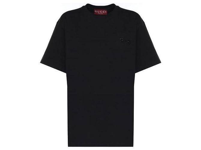 Gucci Camiseta de jersey de algodón con morsilla bordada Negro - vista 3