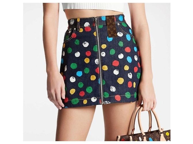 Louis Vuitton Falda vaquera de lunares Yayoi Kusama Negro - vista 7