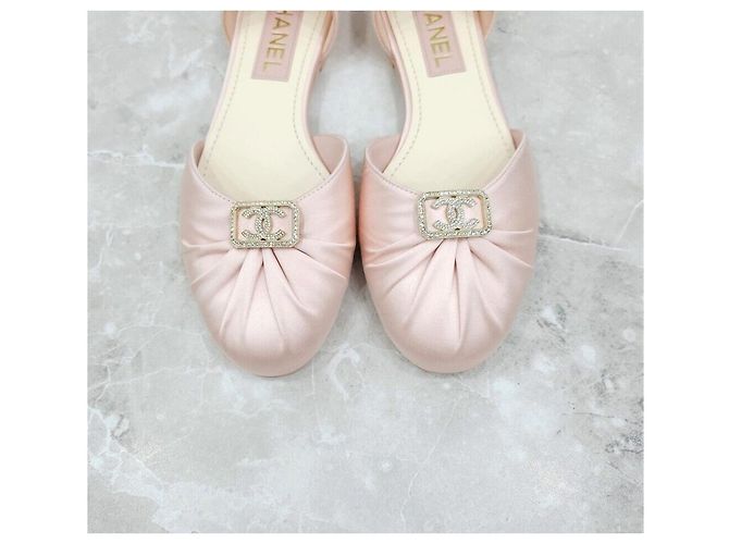 Chanel Ballerine piatte in seta rosa con logo CC - vista 6