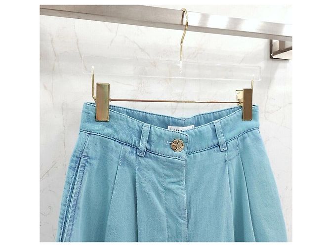 Chanel Pantalones de denim lavado en azul neón - vista 3