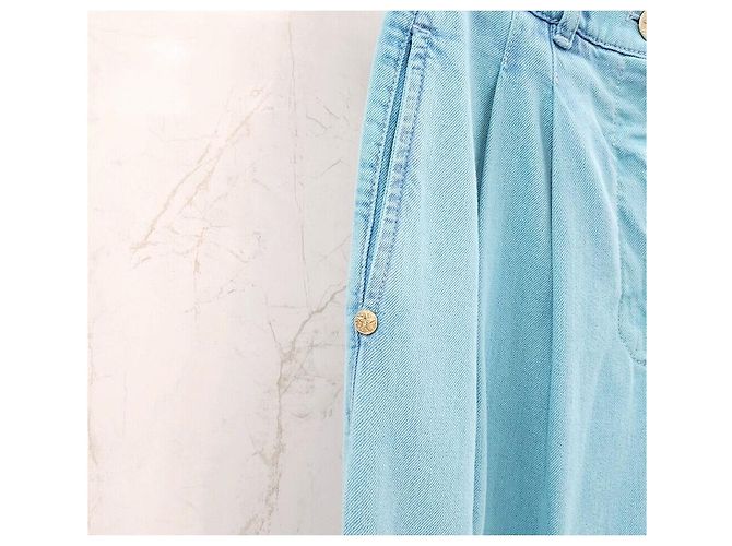 Chanel Pantalones de denim lavado en azul neón - vista 5