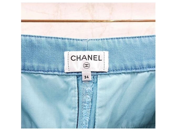 Chanel Pantalones de denim lavado en azul neón - vista 6