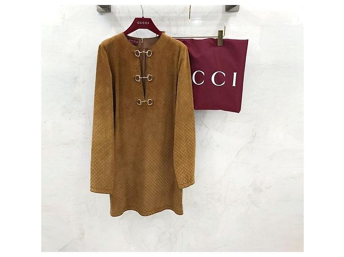 Gucci Vestido de cuero Castaño - vista 8