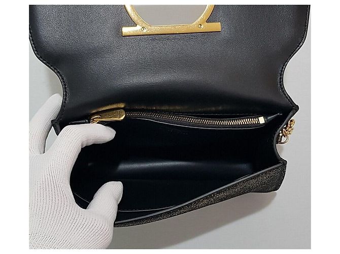 Salvatore Ferragamo Borsa a tracolla Gancini con paillettes D'oro - vista 8