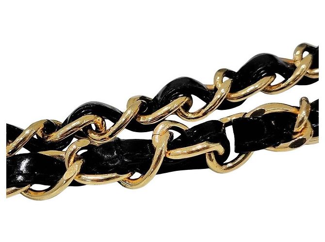Chanel Borsa a tracolla in pelle verniciata Nero - vista 5