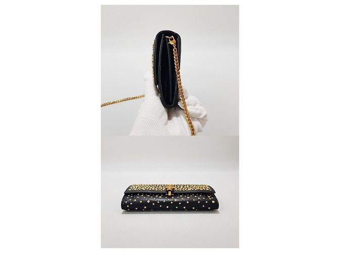 Alexander Mcqueen Clutch e borsa a tracolla Pioneer Gold Stud Nero - vista 4