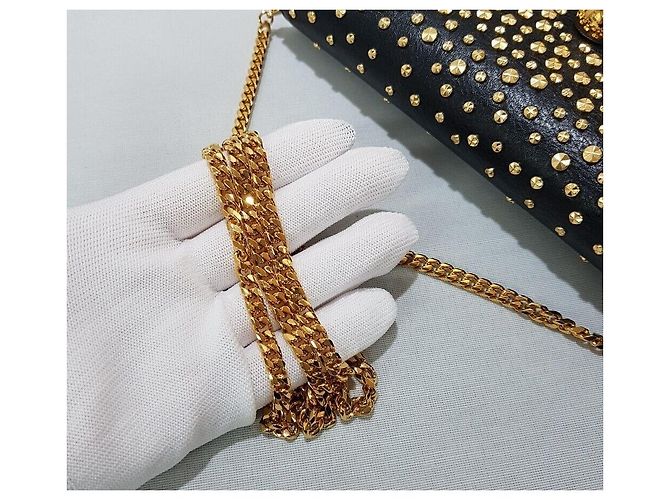 Alexander Mcqueen Clutch e borsa a tracolla Pioneer Gold Stud Nero - vista 6