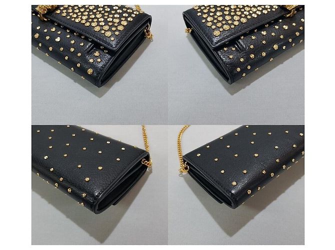 Alexander Mcqueen Clutch e borsa a tracolla Pioneer Gold Stud Nero - vista 7