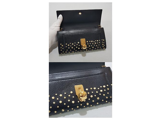 Alexander Mcqueen Clutch e borsa a tracolla Pioneer Gold Stud Nero - vista 8