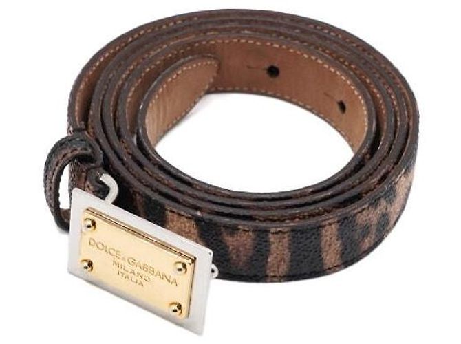 Dolce & Gabbana Damengürtel mit Leopardengurt und goldener Platte Mehrfarben - Ansicht 2