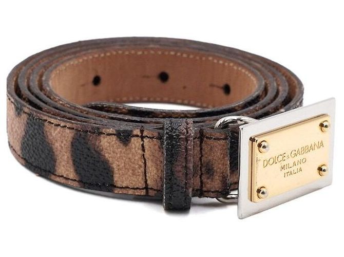 Dolce & Gabbana Damengürtel mit Leopardengurt und goldener Platte Mehrfarben - Ansicht 4