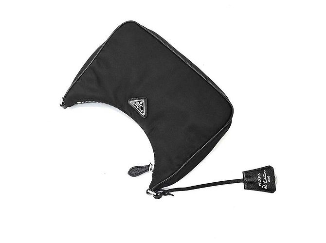 Prada Borsa hobo in Re Nylon con tracolla a catena Nero - vista 3