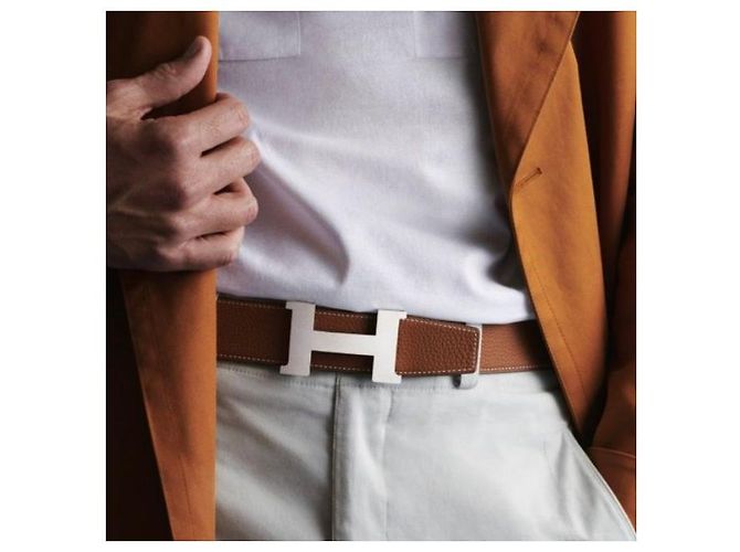 Hermès Classic Matte Silver Buckle Black Gold Outstitch Wendelgürtel Mehrfarben - Ansicht 2