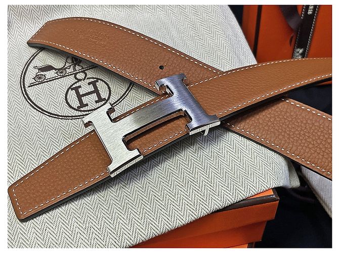 Hermès Classic Matte Silver Buckle Black Gold Outstitch Wendelgürtel Mehrfarben - Ansicht 6