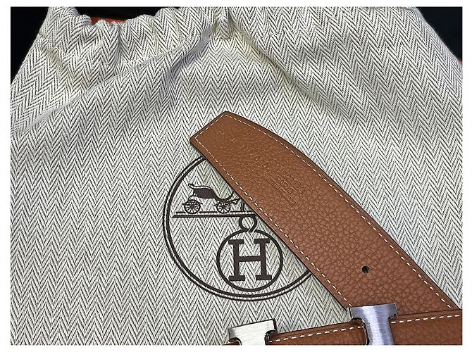 Hermès Classic Matte Silver Buckle Black Gold Outstitch Wendelgürtel Mehrfarben - Ansicht 7