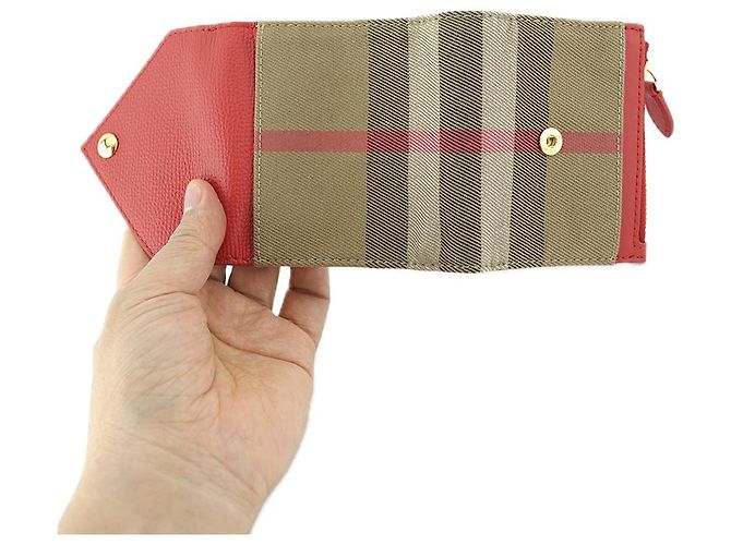 Burberry Cartera para mujer Lila Red Canvas Leather Roja - vista 17