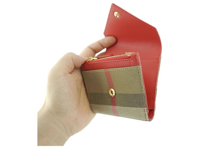 Burberry Cartera para mujer Lila Red Canvas Leather Roja - vista 26