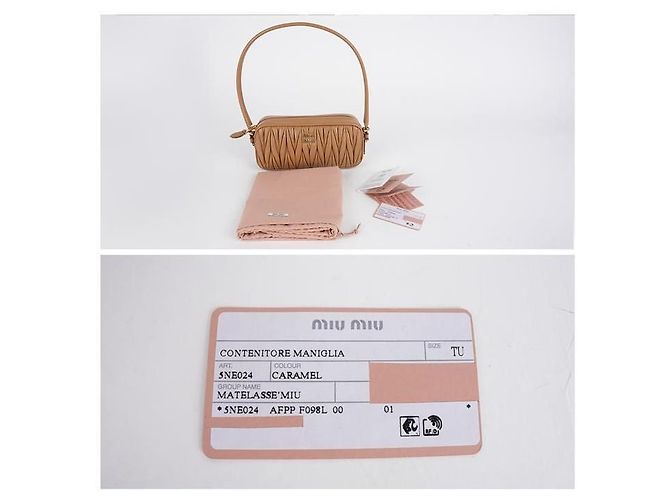 Miu Miu Borsa Pouch AFPP in pelle Napa matelassé Arancione - vista 6