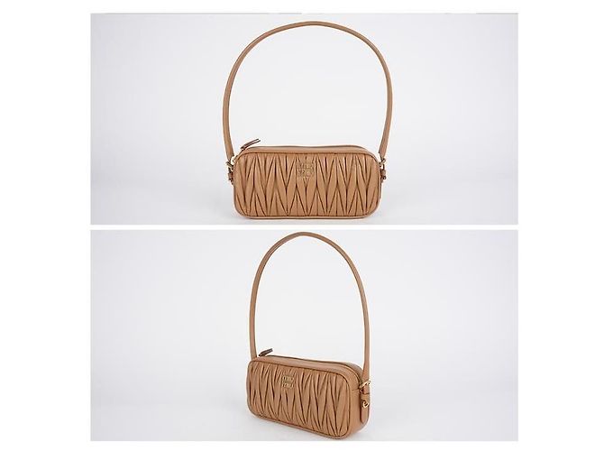 Miu Miu Borsa Pouch AFPP in pelle Napa matelassé Arancione - vista 9