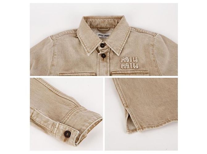 Miu Miu Camisa de denim Logo Naranja - vista 5