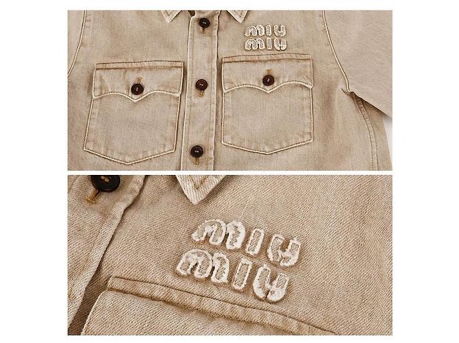 Miu Miu Camisa de denim Logo Naranja - vista 6