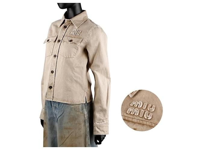 Miu Miu Camisa de denim Logo Naranja - vista 9