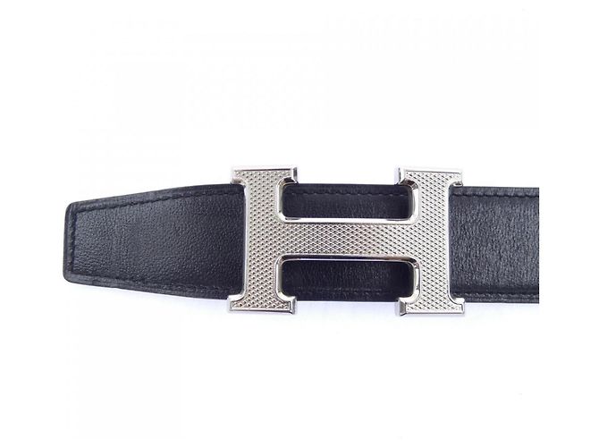 Hermès Hermes H Guilloché 32mm Wendelgürtel Braun Schwarz - Ansicht 2