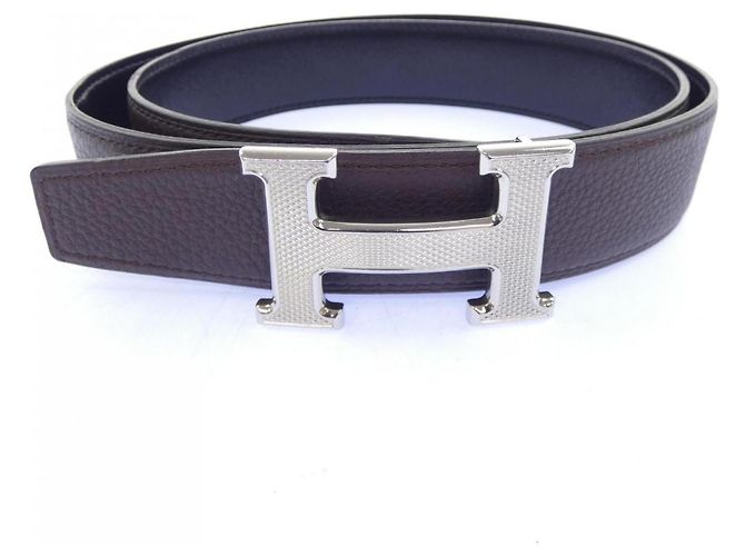 Hermès Hermes H Guilloché 32mm Wendelgürtel Braun Schwarz - Ansicht 5