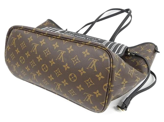 Borsa Louis Vuitton Monogram Neverfull Inside Out MM Marrone - vista 3