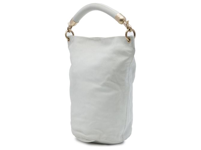 Borsa a secchiello Chanel White CC in pelle di vitello Bianco - vista 2