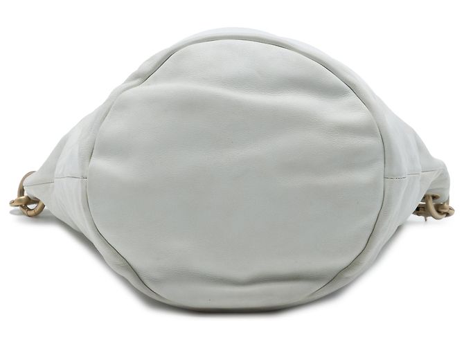 Borsa a secchiello Chanel White CC in pelle di vitello Bianco - vista 3
