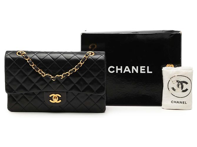 Chanel Black Medium Classic Lambskin Double Flap Nero - vista 7