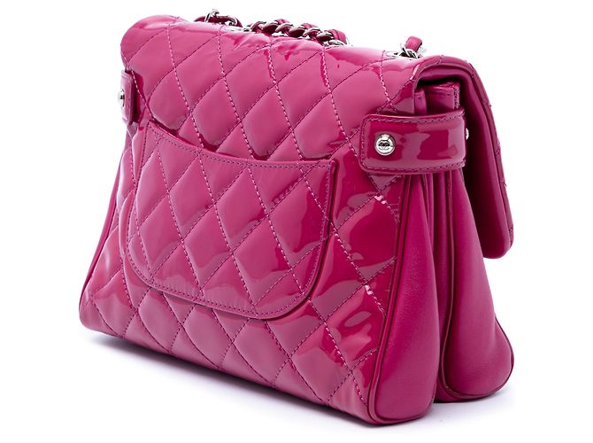 Chanel Pink Medium CC Quilted Patent Double Compartment Flap Rosa - vista 2