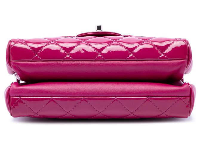 Chanel Pink Medium CC Quilted Patent Double Compartment Flap Rosa - vista 3