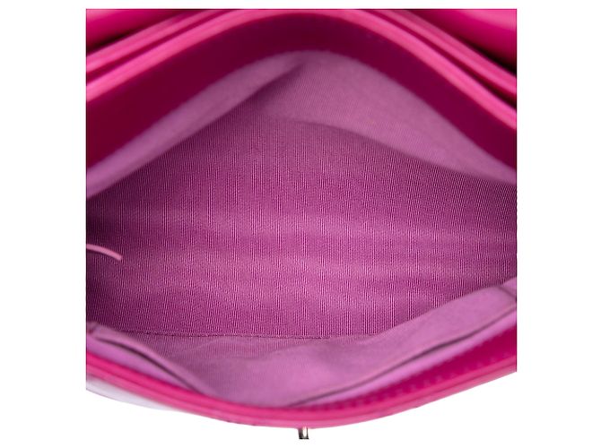 Chanel Pink Medium CC Quilted Patent Double Compartment Flap Rosa - vista 4