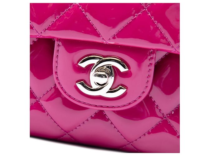Chanel Pink Medium CC Quilted Patent Double Compartment Flap Rosa - vista 5