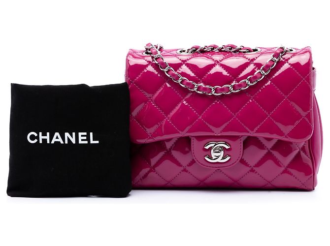 Chanel Pink Medium CC Quilted Patent Double Compartment Flap Rosa - vista 7