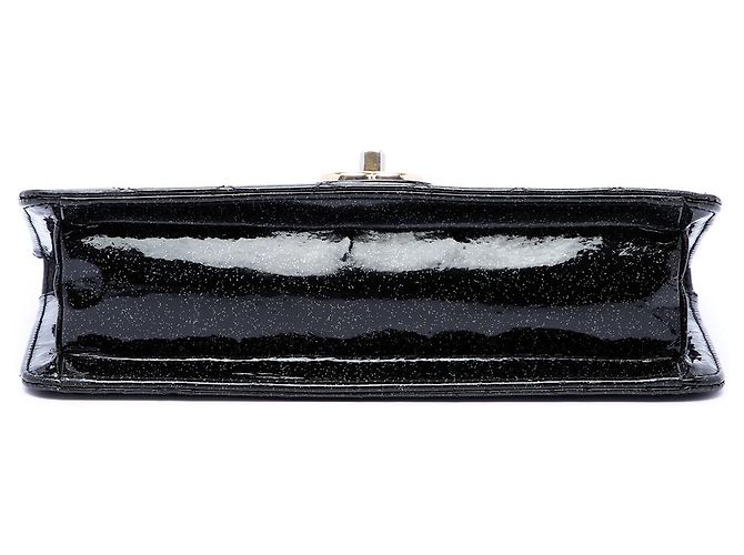 Chanel Black Quilted Patent Glitter Evening Star East West Flap Nero - vista 3
