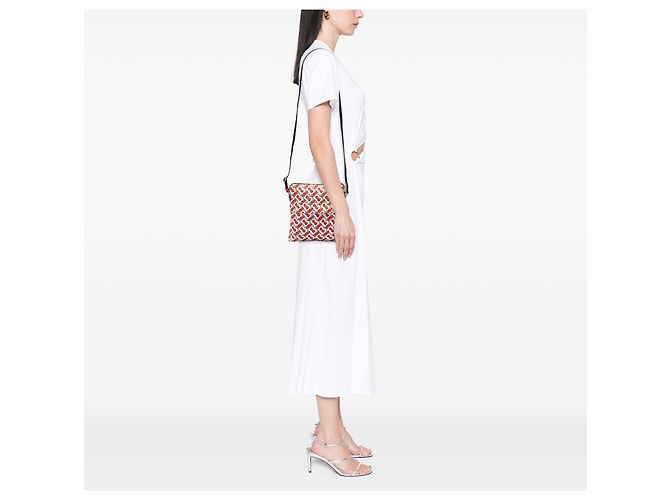 Borsa a tracolla piatta in nylon Burberry Beige TB Monogram - vista 6