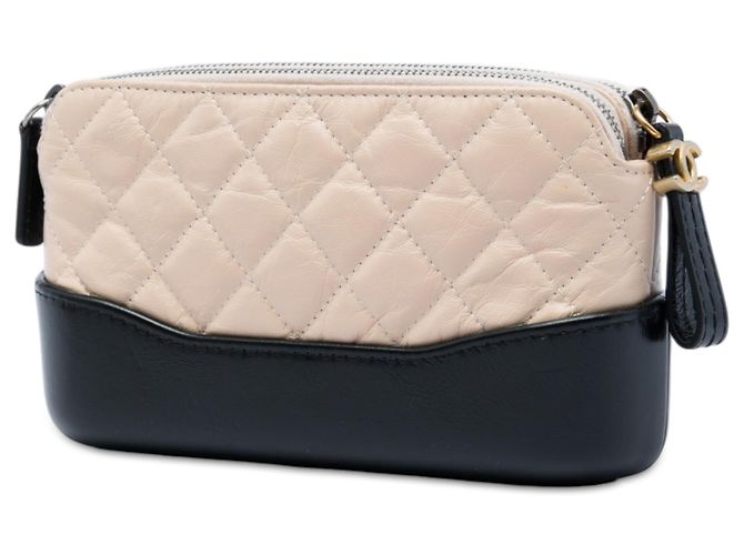 Clutch Gabrielle Double Zip con Catena in Vitello Invecchiato Bicolore Beige Chanel - vista 2