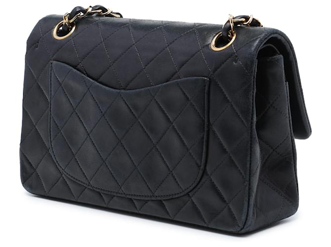 Chanel Black Small Classic Lambskin Double Flap Nero - vista 2