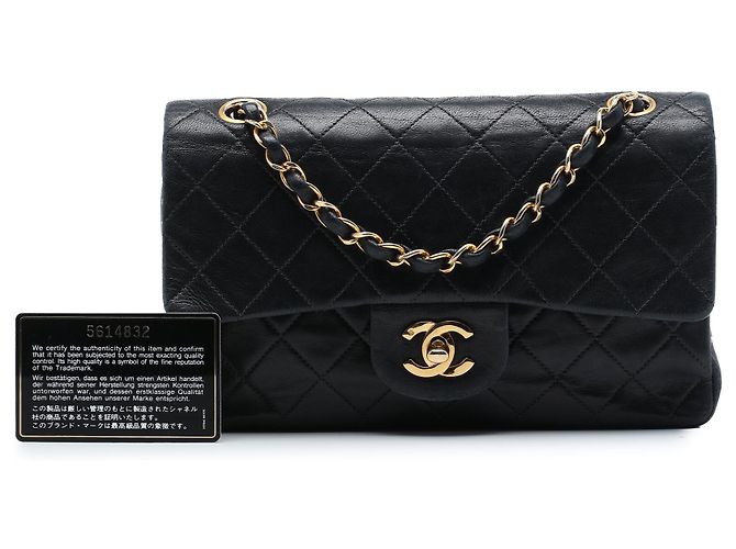 Chanel Black Small Classic Lambskin Double Flap Nero - vista 7