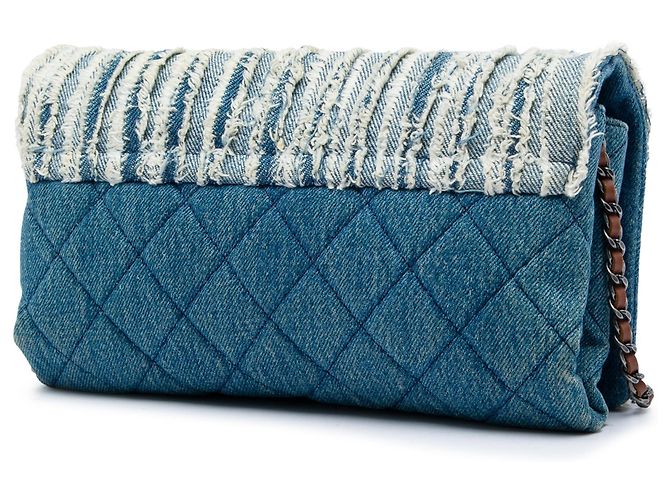 Chanel Blue CC Denim Fringe Single Flap - vista 2