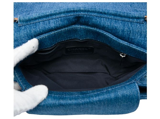 Chanel Blue CC Denim Fringe Single Flap - vista 4
