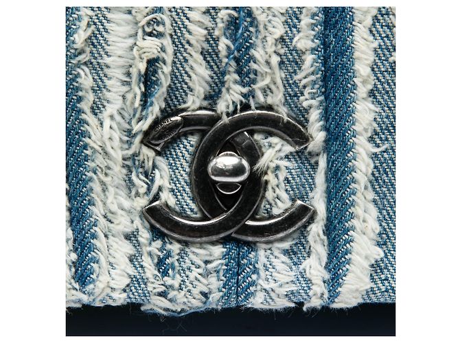 Chanel Blue CC Denim Fringe Single Flap - vista 5