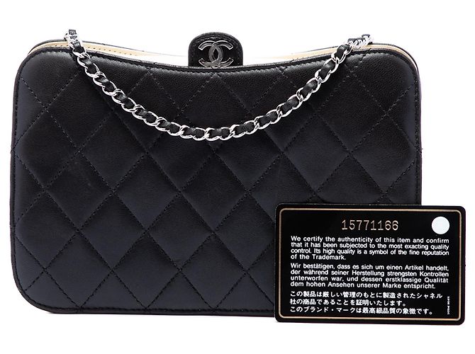 Clutch Chanel Black CC Quilted Lambskin con catena Nero - vista 7