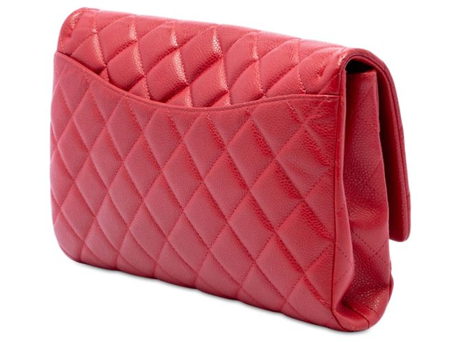 Clutch a patta Chanel Red CC Quilted Caviar con catena Rosso - vista 2